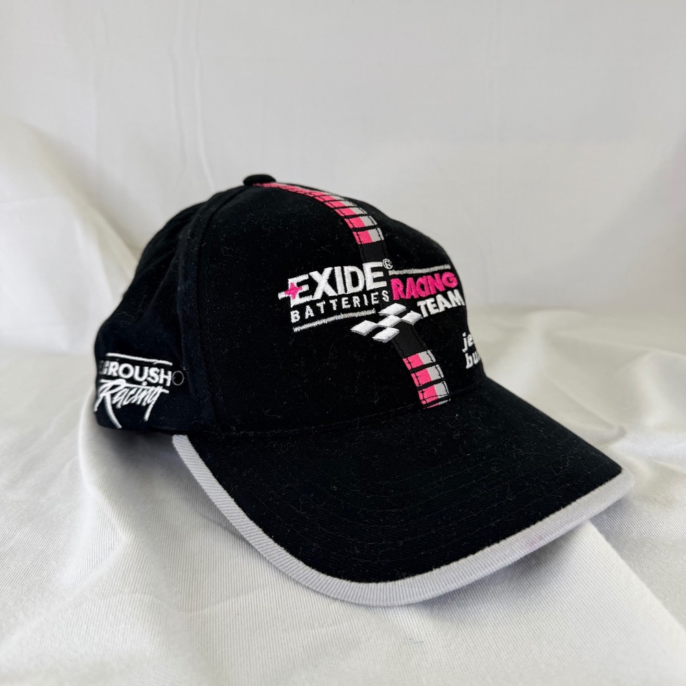 Vintage Jeff Burton Exide Batteries Racing Team Hat Black Roush Racing 99 Cap